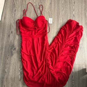 Windsor Red Ruched Maxi Dress